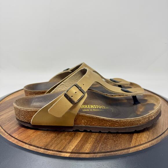 Birkentstock Gizeh Gold Birko Flor Thong Sandal Shoe Toe Post Women's Size 8 - Picture 1 of 8